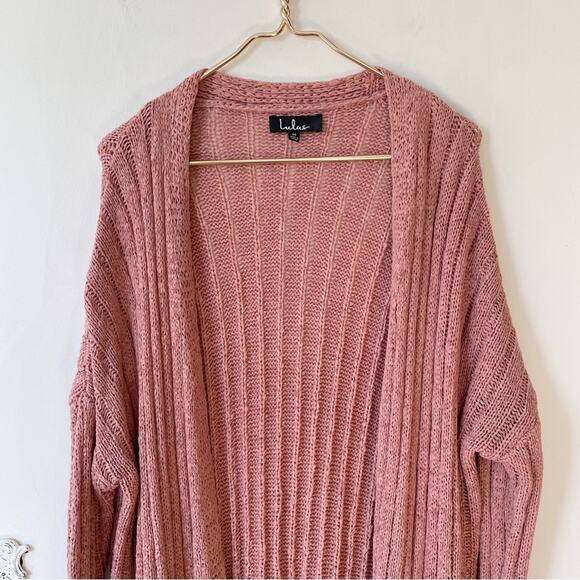 Lulu’s Layer It On Blush Mauve Pink Duster Longline Cardigan Sweater M - Picture 6 of 10